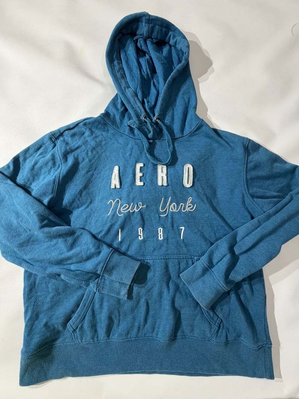 Aeropostale Aero New York 1987 Blue Fleece Pullover Hoodie Sweatshirt